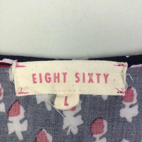 EIGHT SIXTY | Boho Short Sleeve Romper Navy Blue & Red Floral Women’s Size M - Picture 8 of 10